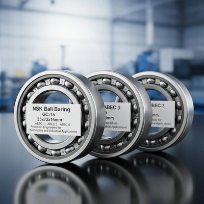 NSK محامل الكرات الفولاذ الكروم (GCr15) 35x72x15mm ABEC 1 ، ABEC 3 ، ABEC 5 هندسة دقة للتطبيقات السيارات والصناعية